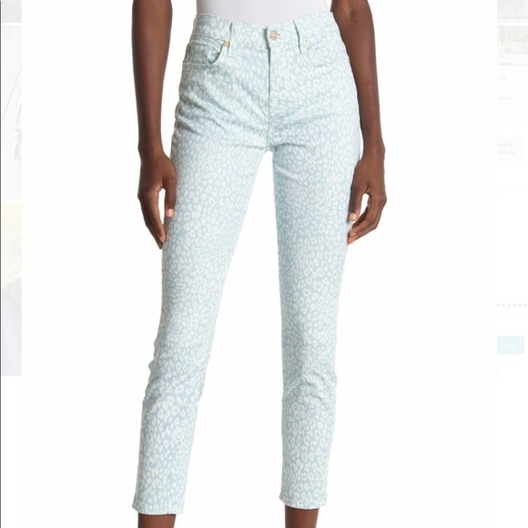 7 for All Mankind Leopard Print Ankle Skinny Jeans - Picture 1 of 6
